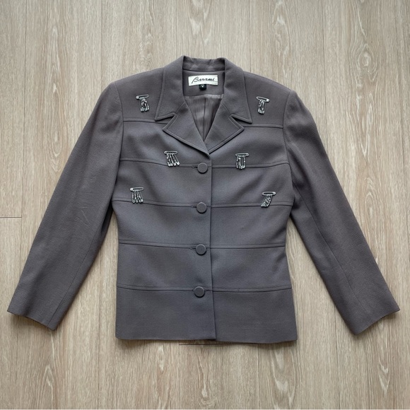 Barami Jackets & Blazers - Barami Wool Embellished Buttoned Fitter Blazer Size Small